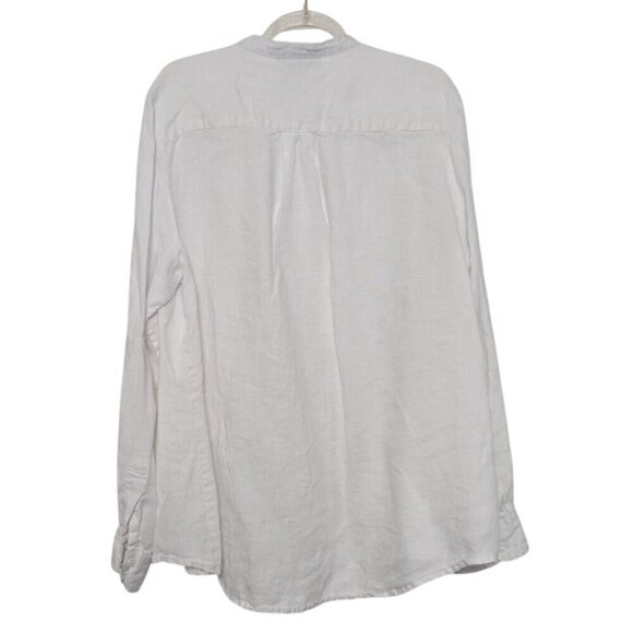 Grace Elements 100% Linen Smocked Shirt Womens Size XL White Button Front - Picture 7 of 12